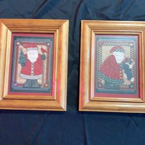 Set of two 5 x 7 Christmas prints framed